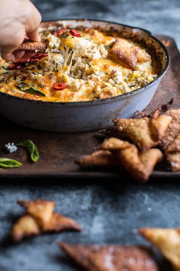Cheesy Miso Caramelized Corn and Pineapple Chile Dip | halfbakedharvest.com @hbharvest