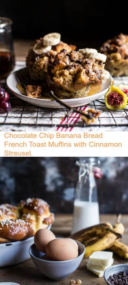 Chocolate Chip Banana Bread French Toast Muffins with Cinnamon Streusel | halfbakedharvest.com @hbharvest