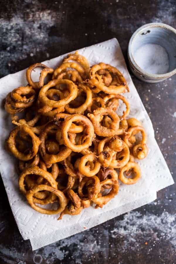Kickin' Cajun Chicken Sliders with Beer Battered Onion Rings | halfbakedharvest.com @Hbharvest