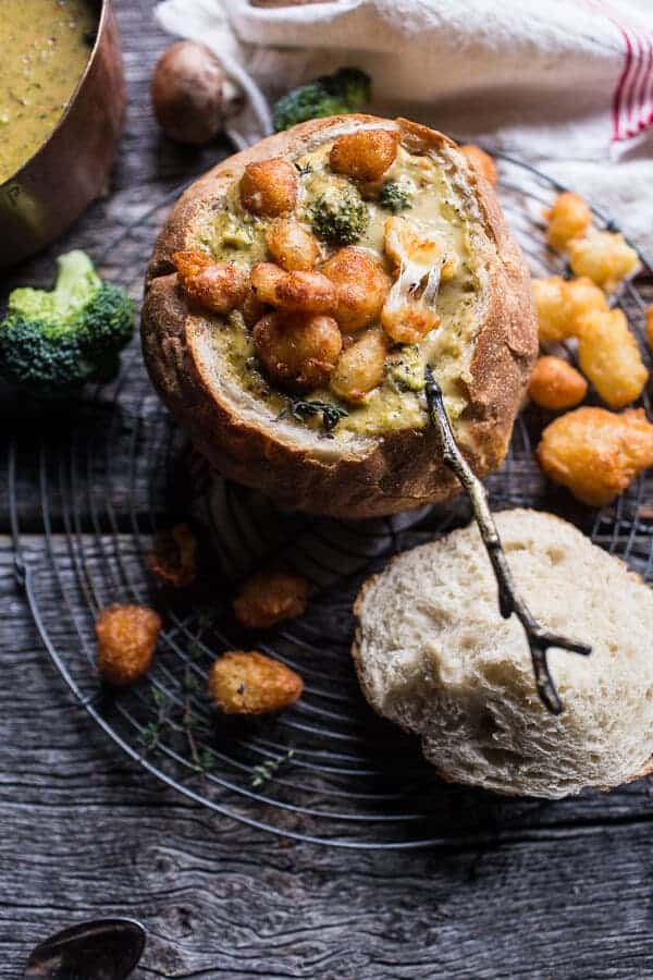 Broccoli Cheddar Soup with Fried Cheese Curds | halfbakedharvest.com @hbharvest