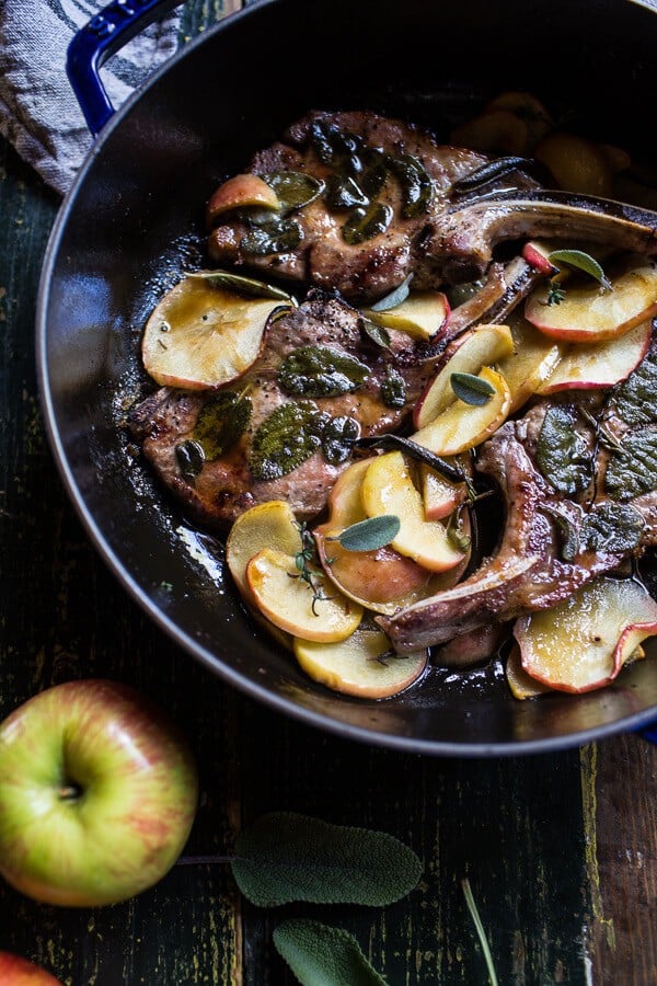 Cider Apple and Sage Roasted Pork Chops with Brown Butter Gorgonzola Polenta | halfbakedharvest.com @hbharvest