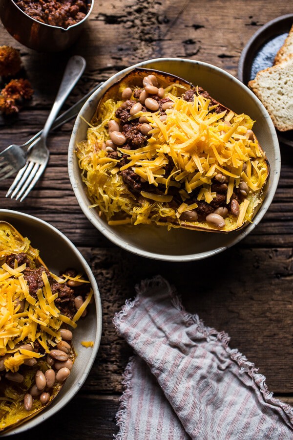 Cincinnati Chili Stuffed Spaghetti Squash | halfbakedharvest.com @hbharvest