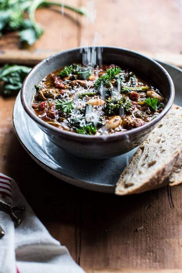Crockpot Italian Chicken and Broccoli Rabe Chili | halfbakedharvest.com @hbharvest