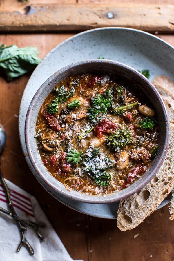 Crockpot Italian Chicken and Broccoli Rabe Chili | halfbakedharvest.com @hbharvest