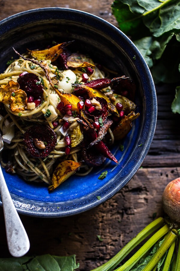 Miso Browned Butter and Brie Pasta with Roasted Beets + Walnuts | halfbakedharvest.com @hbharvest