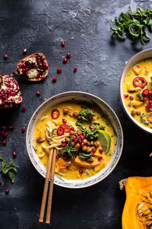 Thai Pumpkin Laksa with Crunchy “Fried” Chickpeas | halfbakedharvest.com @hbharvest