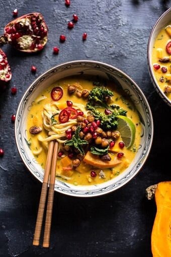 Thai Pumpkin Laksa with Crunchy “Fried” Chickpeas | halfbakedharvest.com @hbharvest