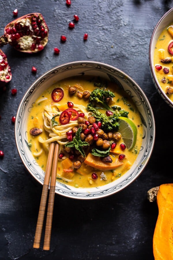 Thai Pumpkin Laksa with Crunchy โFriedโ Chickpeas | halfbakedharvest.com @hbharvest