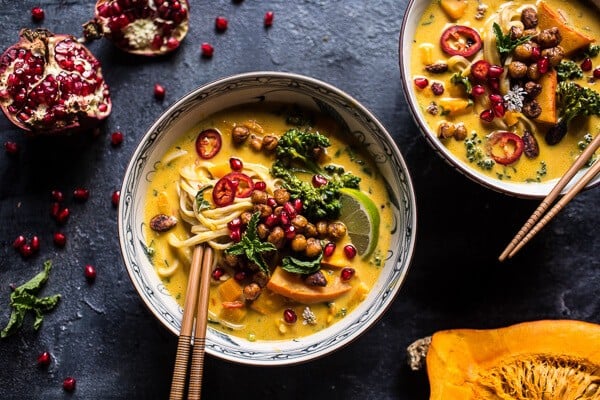 Thai Pumpkin Laksa with Crunchy “Fried” Chickpeas | halfbakedharvest.com @hbharvest
