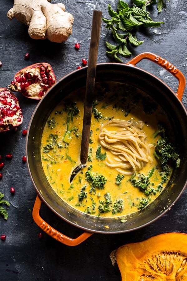 Thai Pumpkin Laksa with Crunchy “Fried” Chickpeas | halfbakedharvest.com @hbharvest