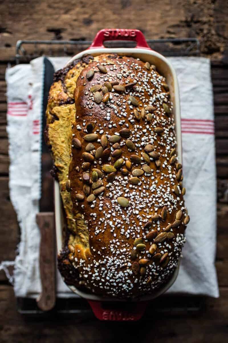 Chocolate Cinnamon Swirl Pumpkin Brioche Bread | halfbakedharvest.com @hbharvest