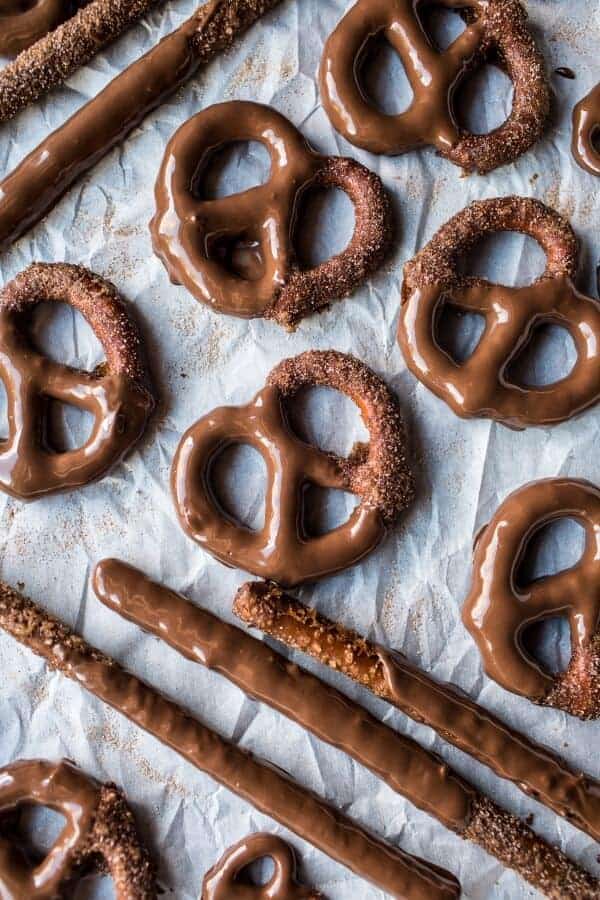 Chocolate Covered Cinnamon Sugar Pretzels | halfbakedharvest.com @hbharvest