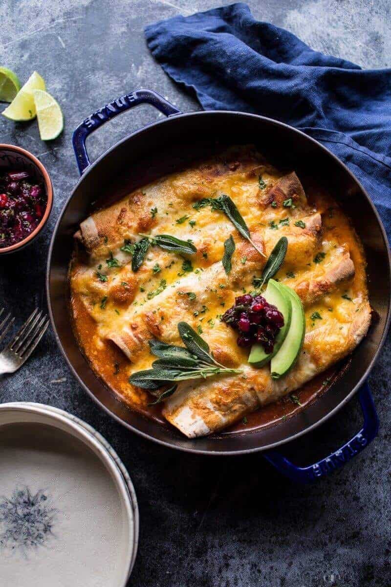 Green Chile Butternut Squash and Turkey Enchiladas with Crispy Sage | halfbakedharvest.com @hbharvest