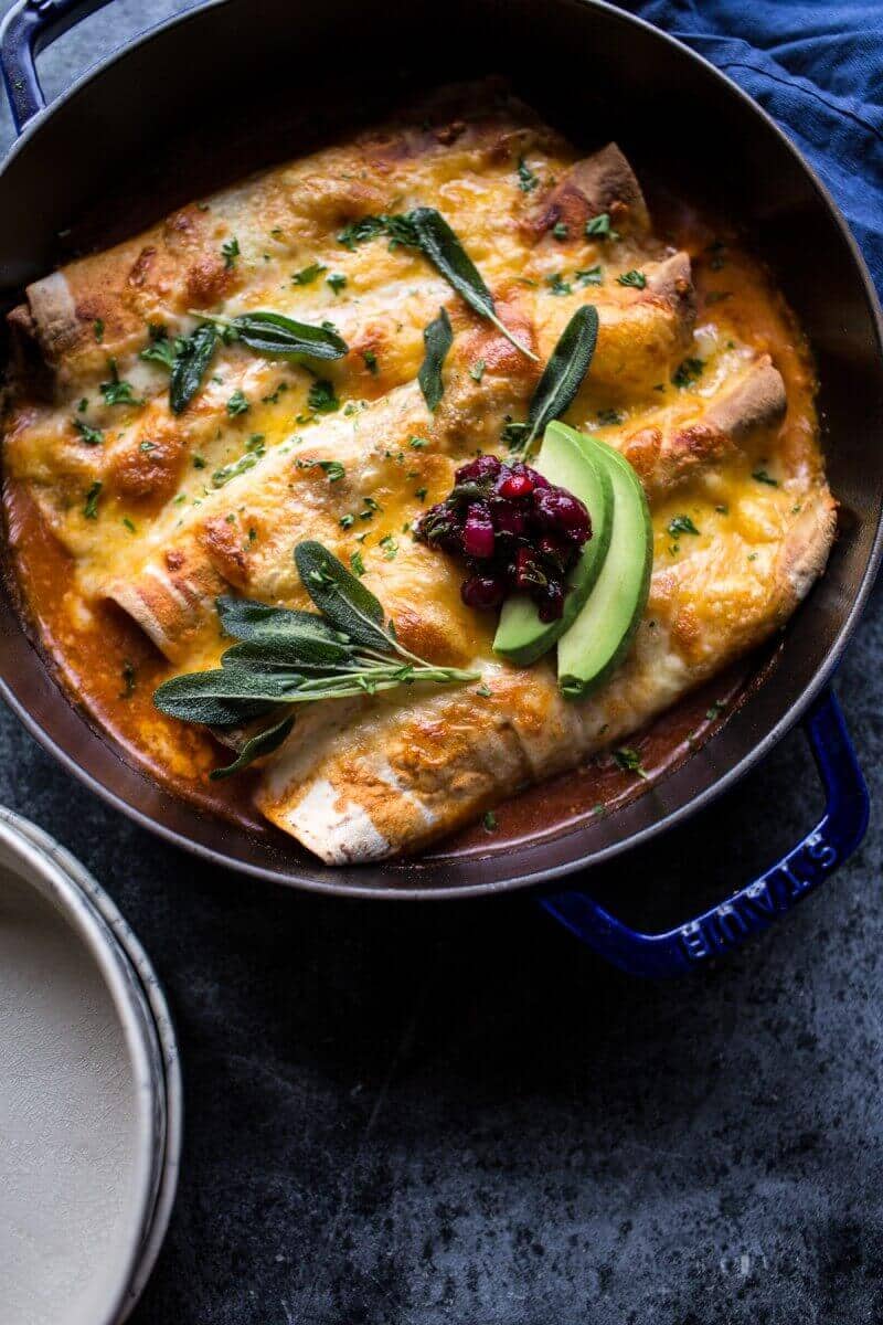 Green Chile Butternut Squash and Turkey Enchiladas with Crispy Sage | halfbakedharvest.com @hbharvest