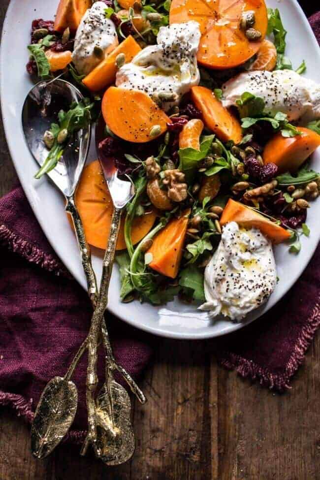Harvest Cranberry, Persimmon and Burrata Salad | halfbakedharvest.com @hbharvest