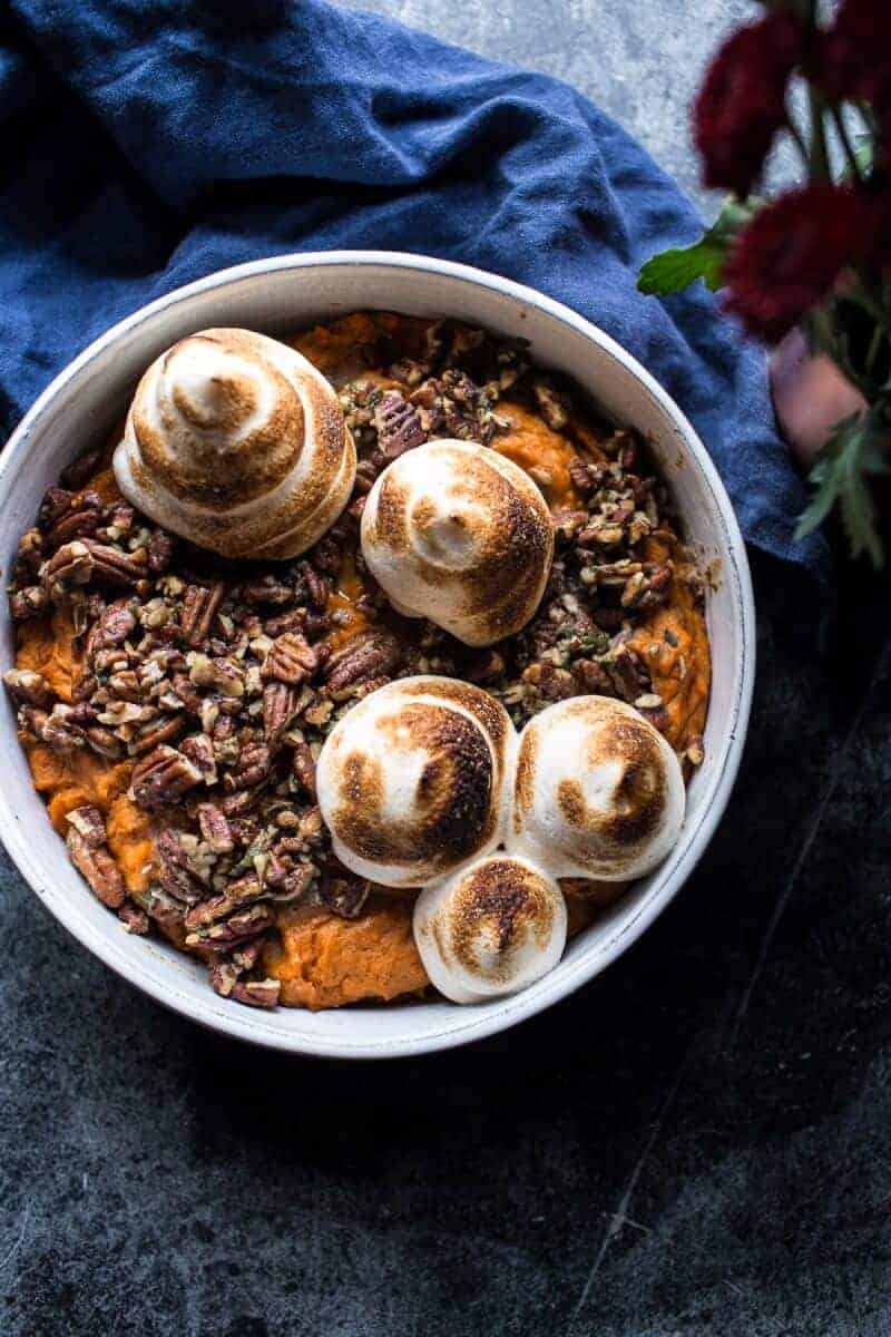 Lighter Sweet Potato Casserole with Maple Toasted Marshmallow | halfbakedharvest.com @hbharvest