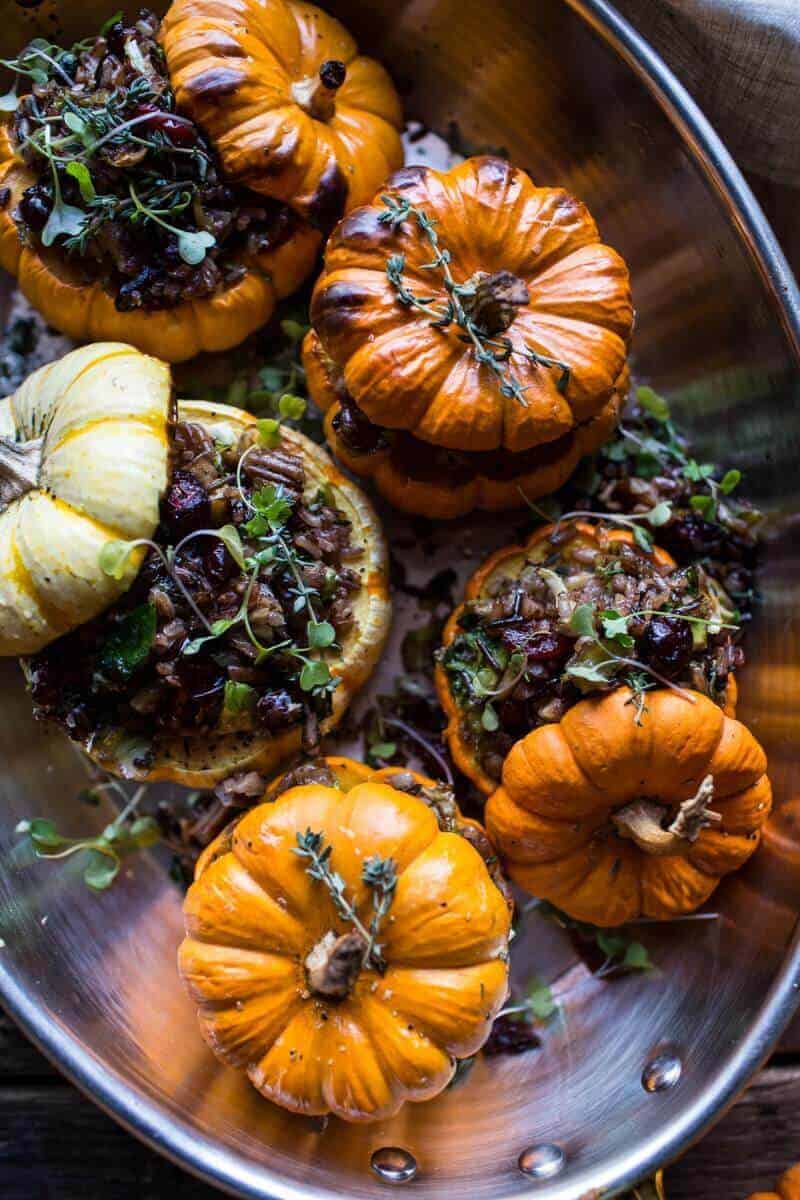 Nutty Wild Rice and Shredded Brussels Sprout Stuffed Mini Pumpkins | halfbakedharvest.com @hbharvest