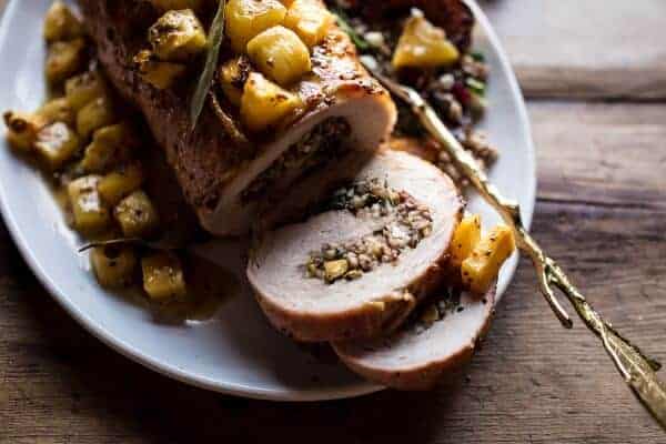 Pineapple Glazed Pork Roast with Bacon Wild Rice Stuffing | halfbakedharvest.com @hbharvest