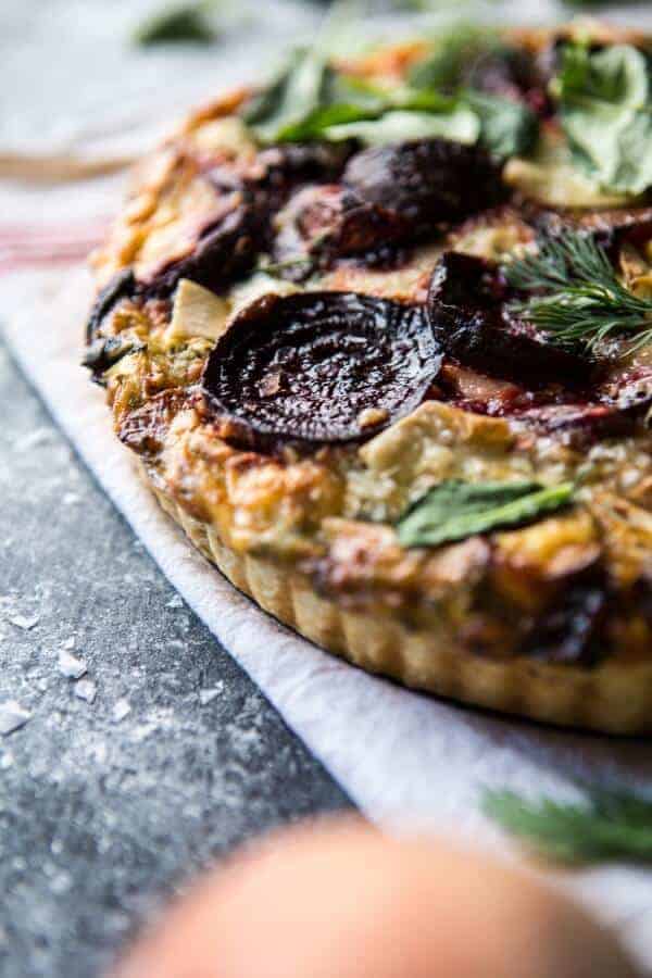 Roasted Beet, Baby Kale and Brie Quiche | halfbakedharvest.com @hbharvest