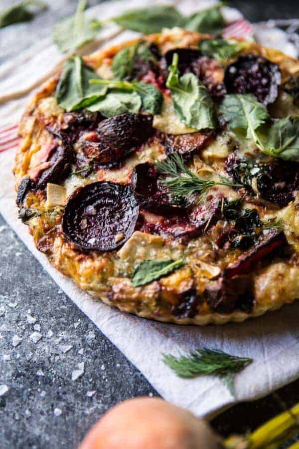 Roasted Beet, Baby Kale and Brie Quiche | halfbakedharvest.com @hbharvest