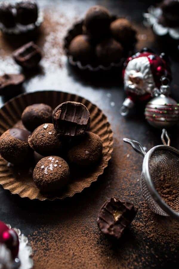 Salted Peanut Butter Caramel Chocolate Truffles | halfbakedharvest.com @hbharvest