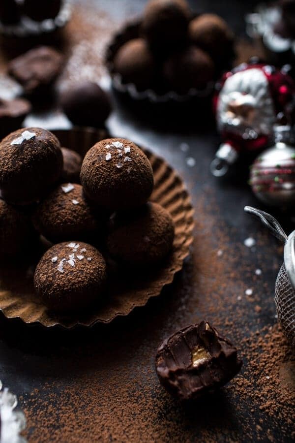 Salted Peanut Butter Caramel Chocolate Truffles | halfbakedharvest.com @hbharvest