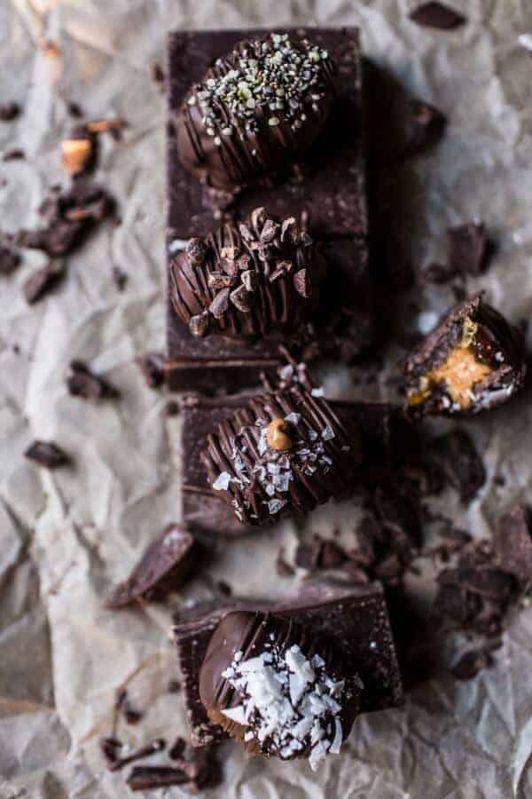4-Ingredient Dark Chocolate Covered Peanut Butter Stuffed Dates | halfbakedharvest.com @hbharvest