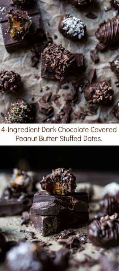 4-Ingredient Dark Chocolate Covered Peanut Butter Stuffed Dates | halfbakedharvest.com @hbharvest