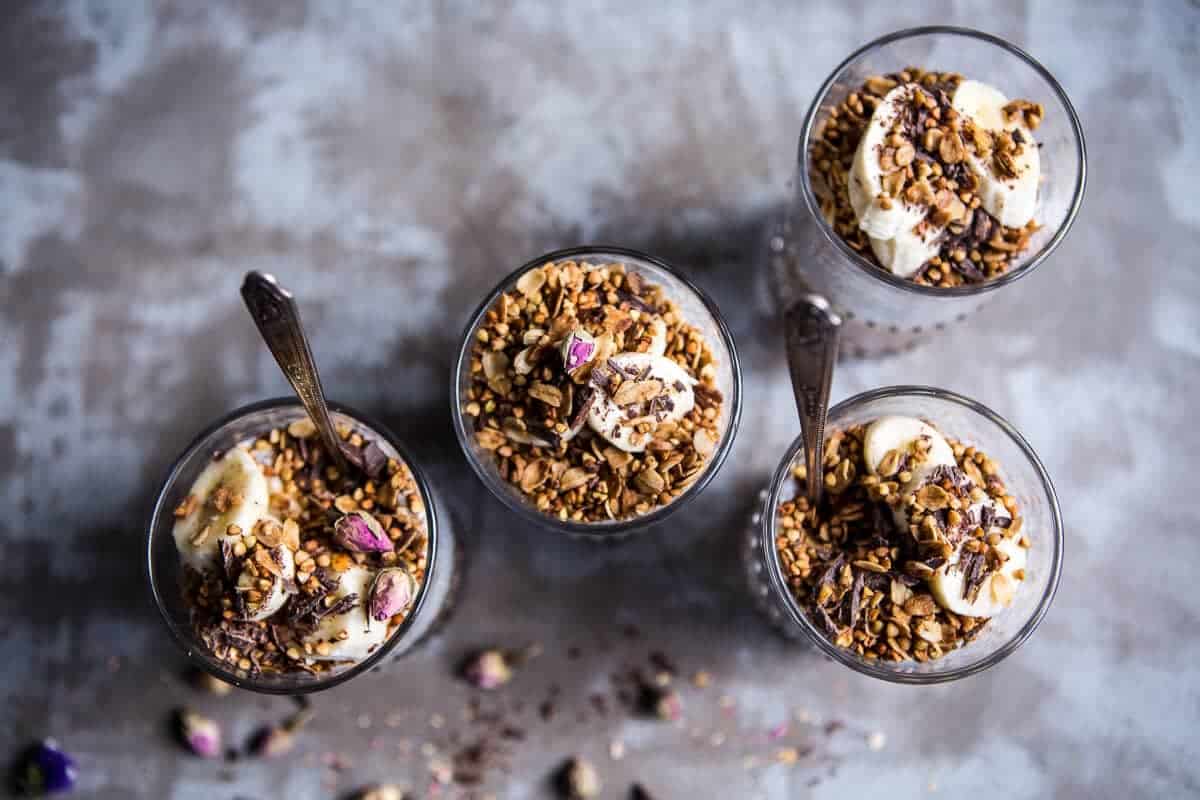 Banana and Chocolate Chia Cream Pie Parfaits | halfbakedharvest.com @hbharvest
