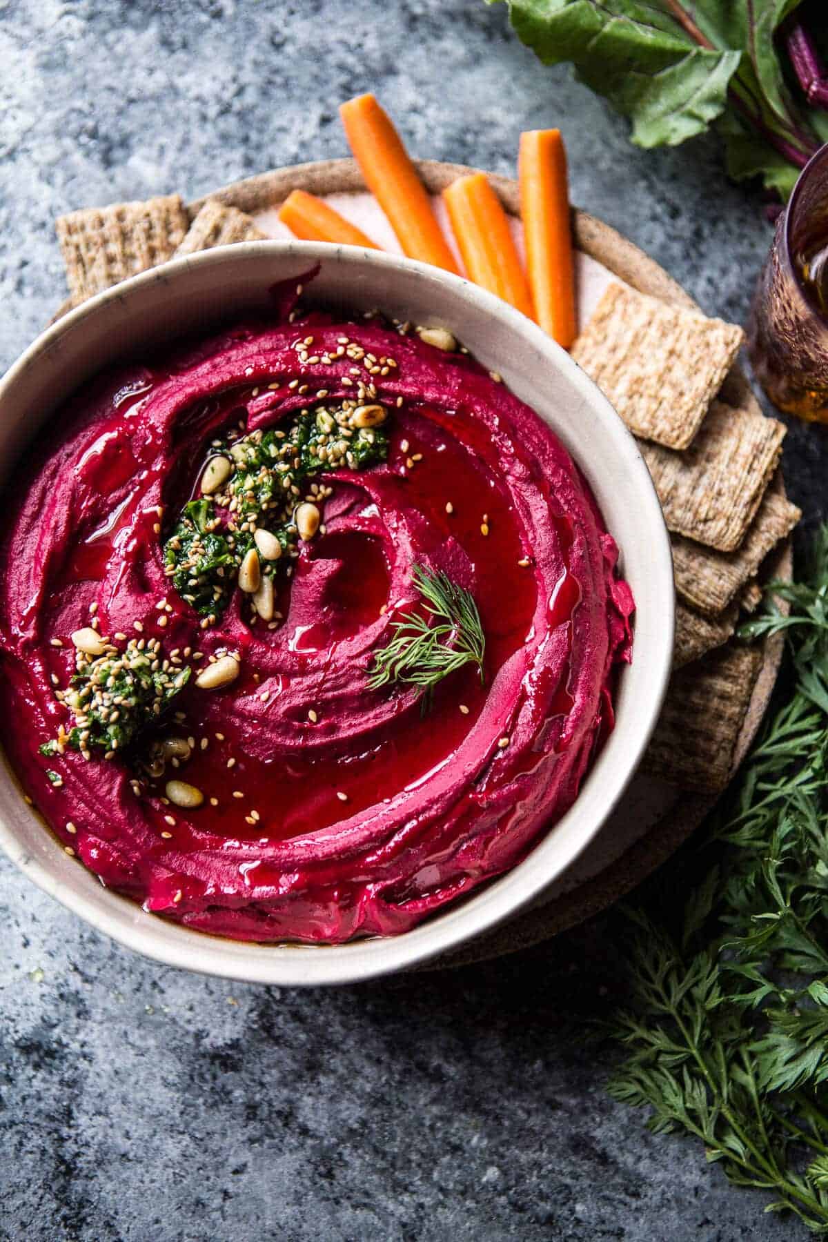 Roasted Beet Hummus (VIDEO) | halfbakedharvest.com @hbharvest