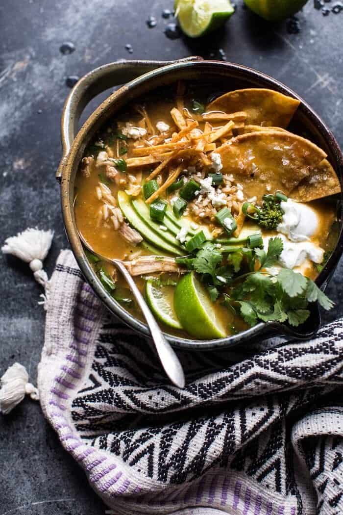 Salsa Verde Chicken and Rice Tortilla Soup | halfbakedharvest.com @hbharvest
