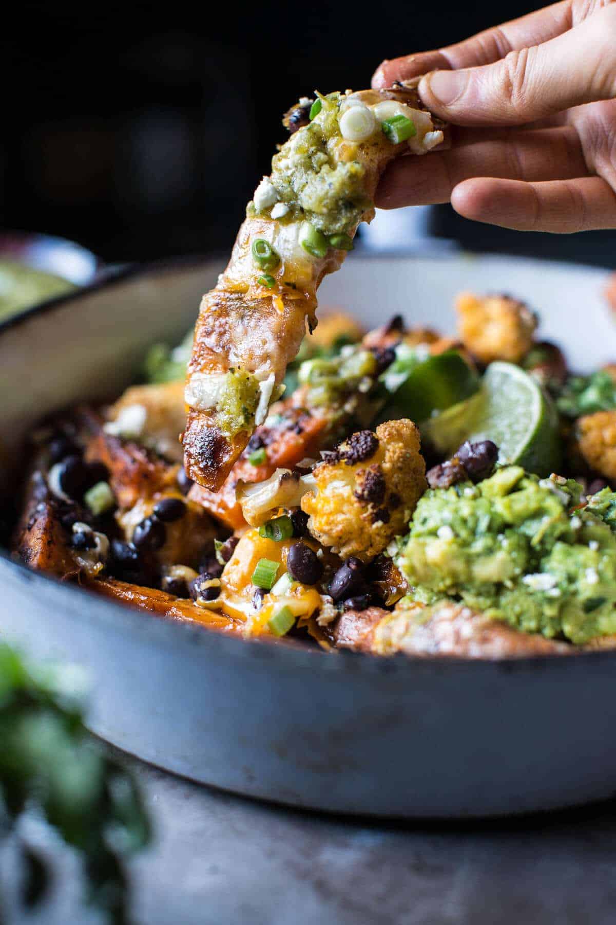 Sweet Potato and Black Bean Nachos with Green Chile Salsa | halfbakedharvest.com @hbharvest