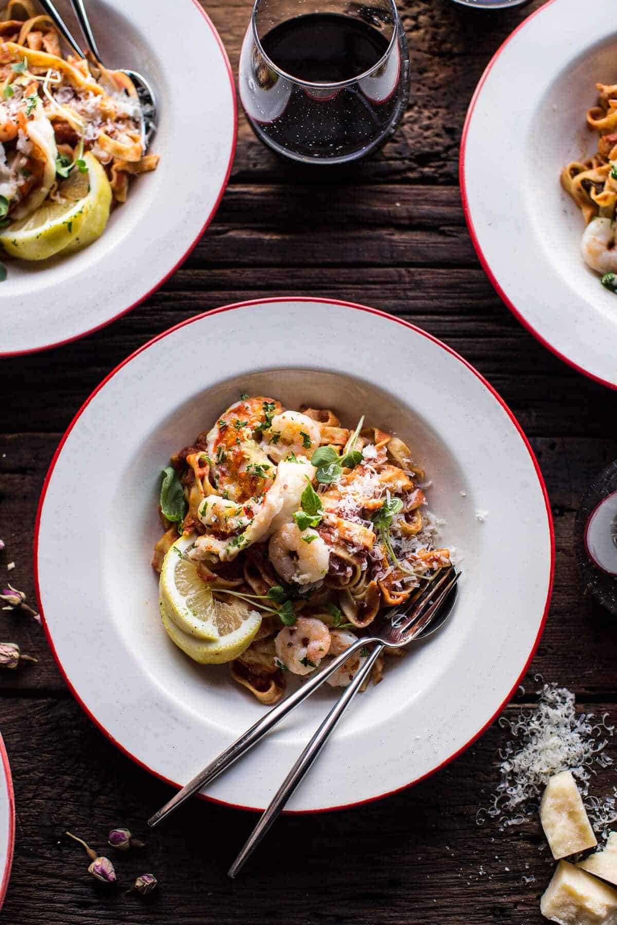 Creamy Tomato, Lobster and Shrimp Fettuccine | halfbakedharvest.com @hbharvest