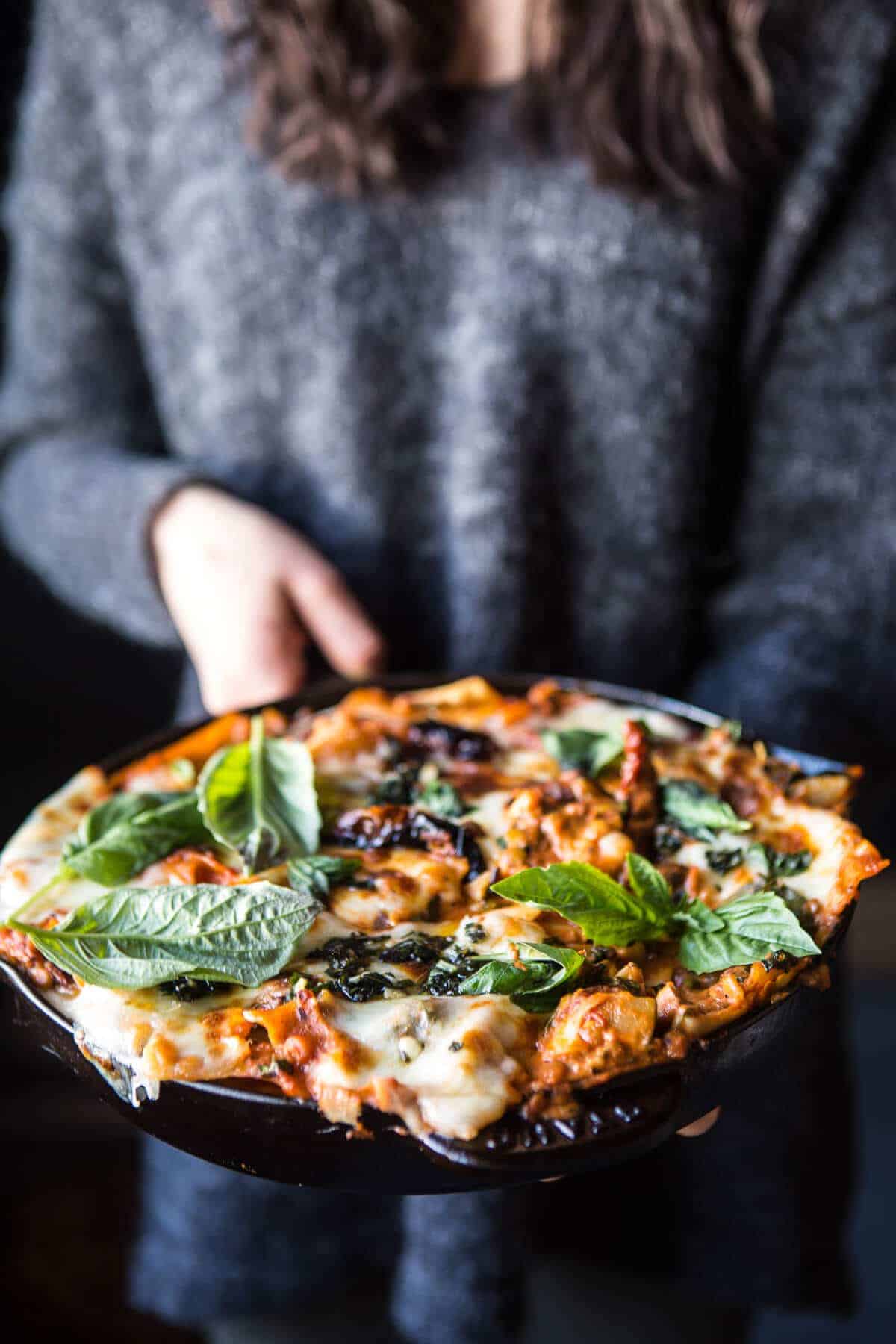 Simple Vegetarian Skillet Lasagna | halfbakedharvest.com @hbharvest