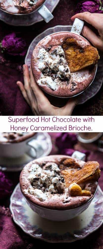 Superfood Hot Chocolate with Honey Caramelized Brioche | halfbakedharvest.com @hbharvest