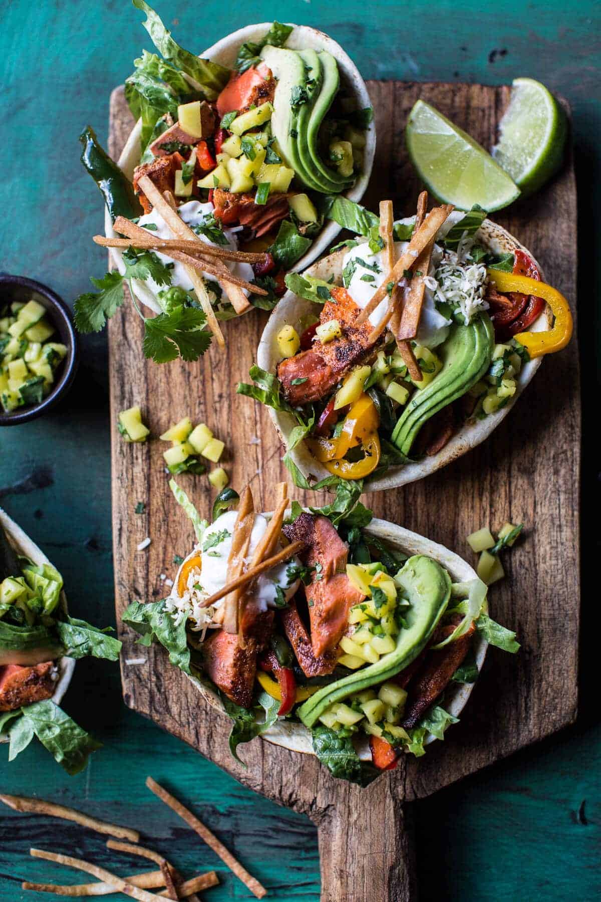 Salmon Fajita Salad Boats | halfbakedharvest.com @hbharvest