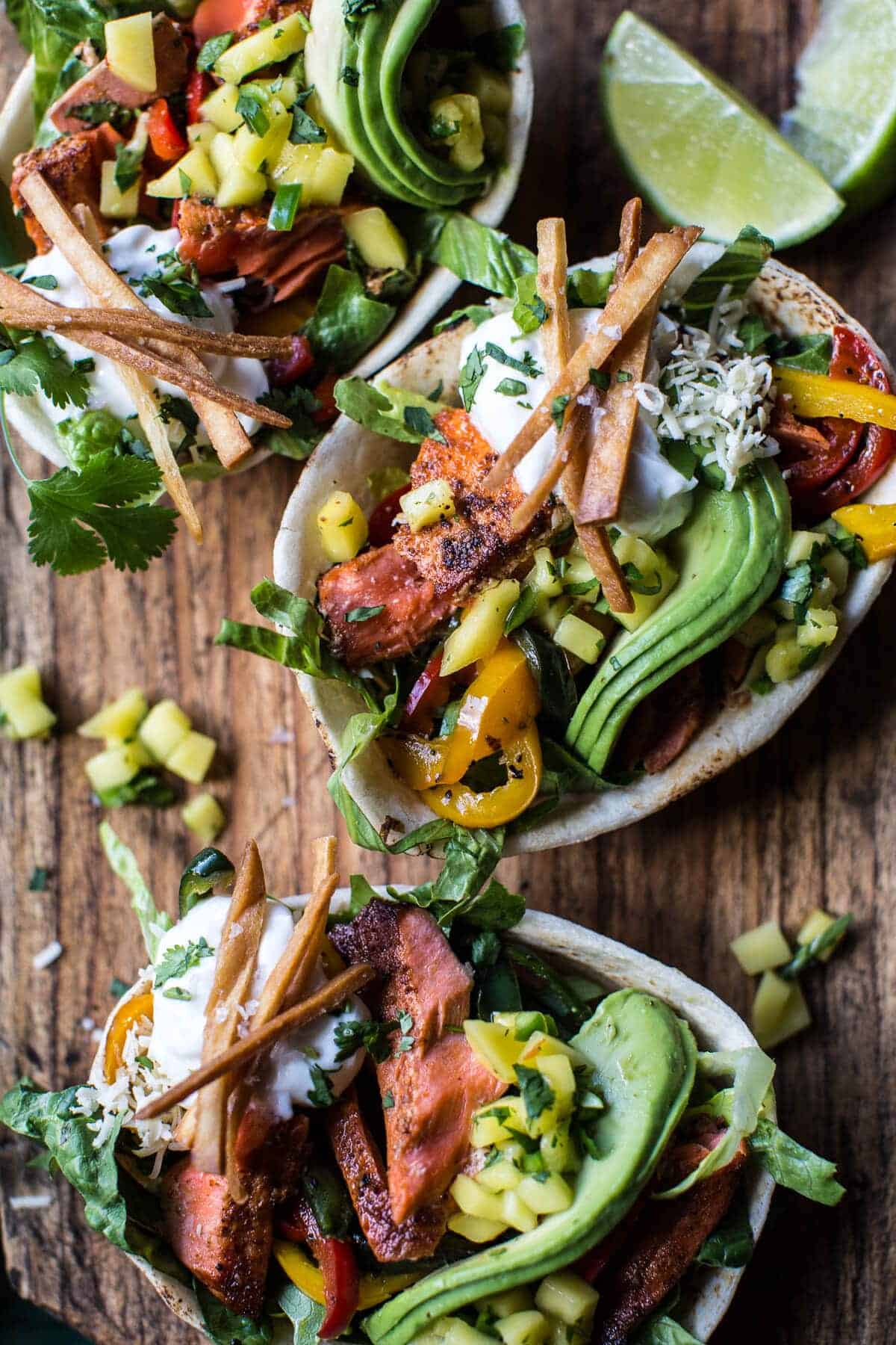 Salmon Fajita Salad Boats | halfbakedharvest.com @hbharvest
