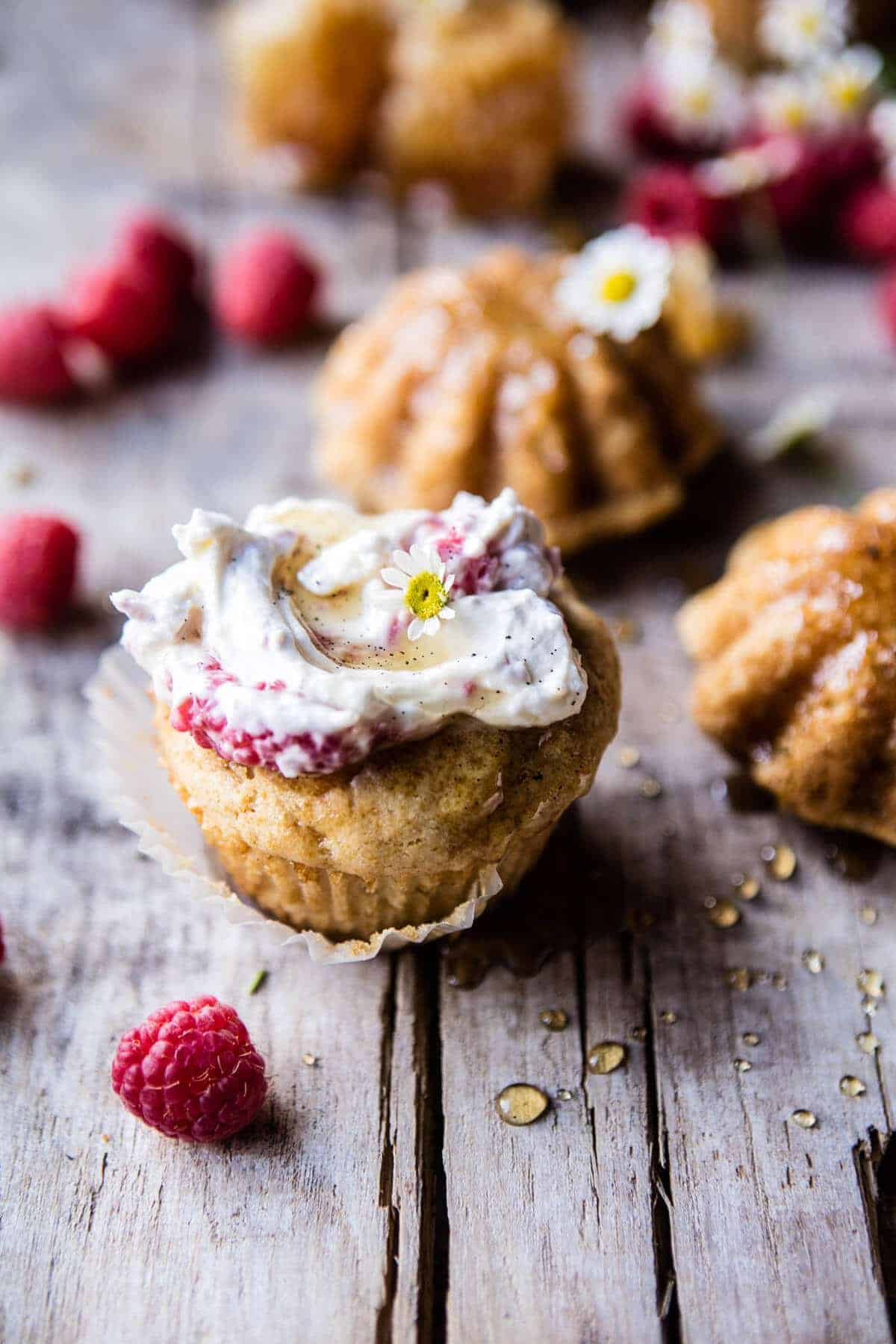 Salted Chamomile Honey Cakes with Raspberry Ripple Cream | halfbakedharvest.com @hbharvest