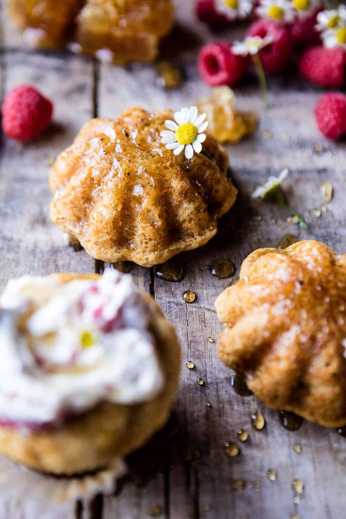 Salted Chamomile Honey Cakes with Raspberry Ripple Cream | halfbakedharvest.com @hbharvest