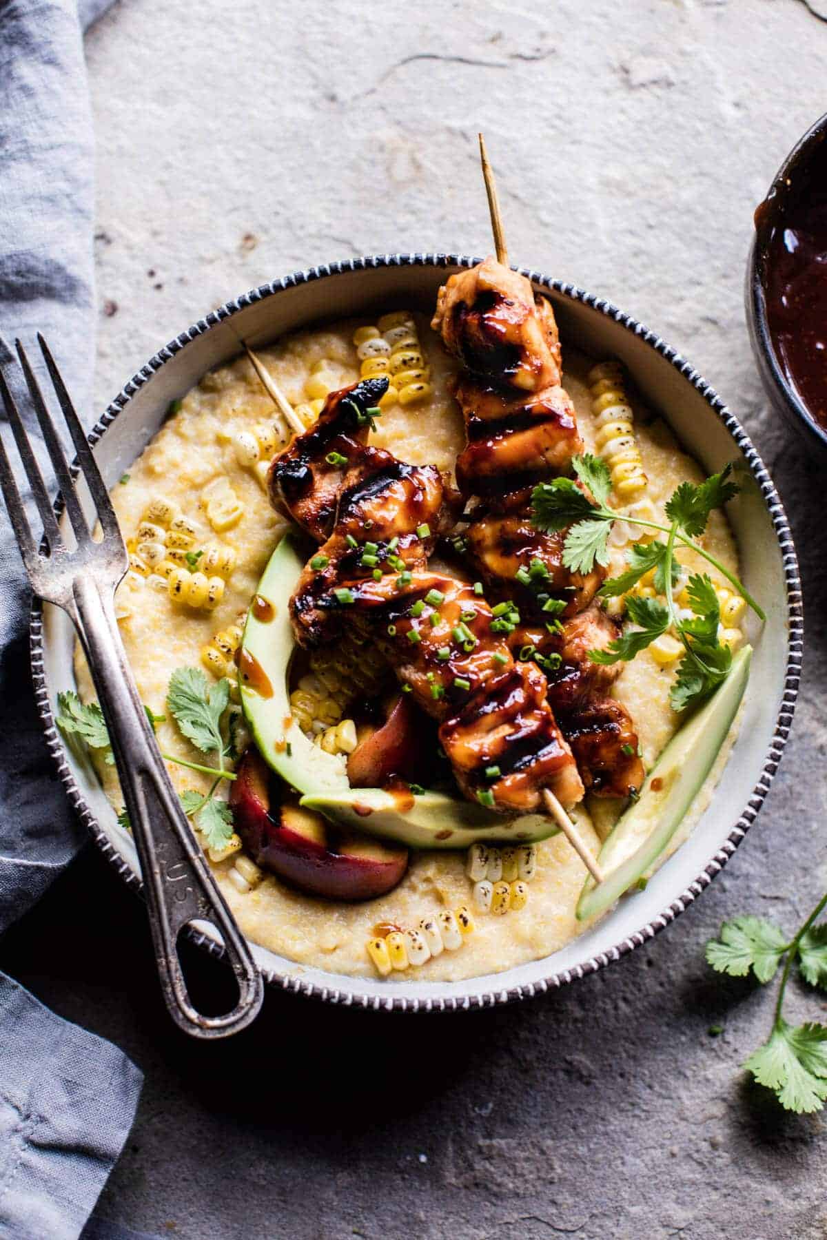 Honey BBQ Chicken and Charred Corn Polenta | halfbakedharvest.com @hbharvest