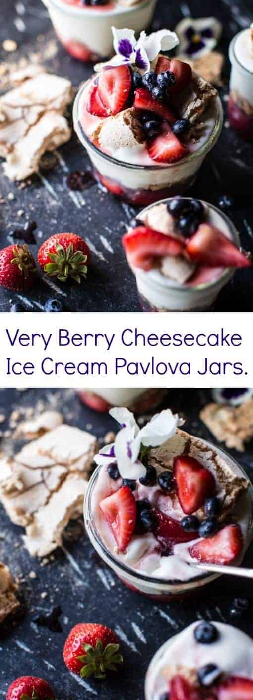 Very Berry Cheesecake Ice Cream Pavlova Jars | halfbakedharvest.com @hbharvest
