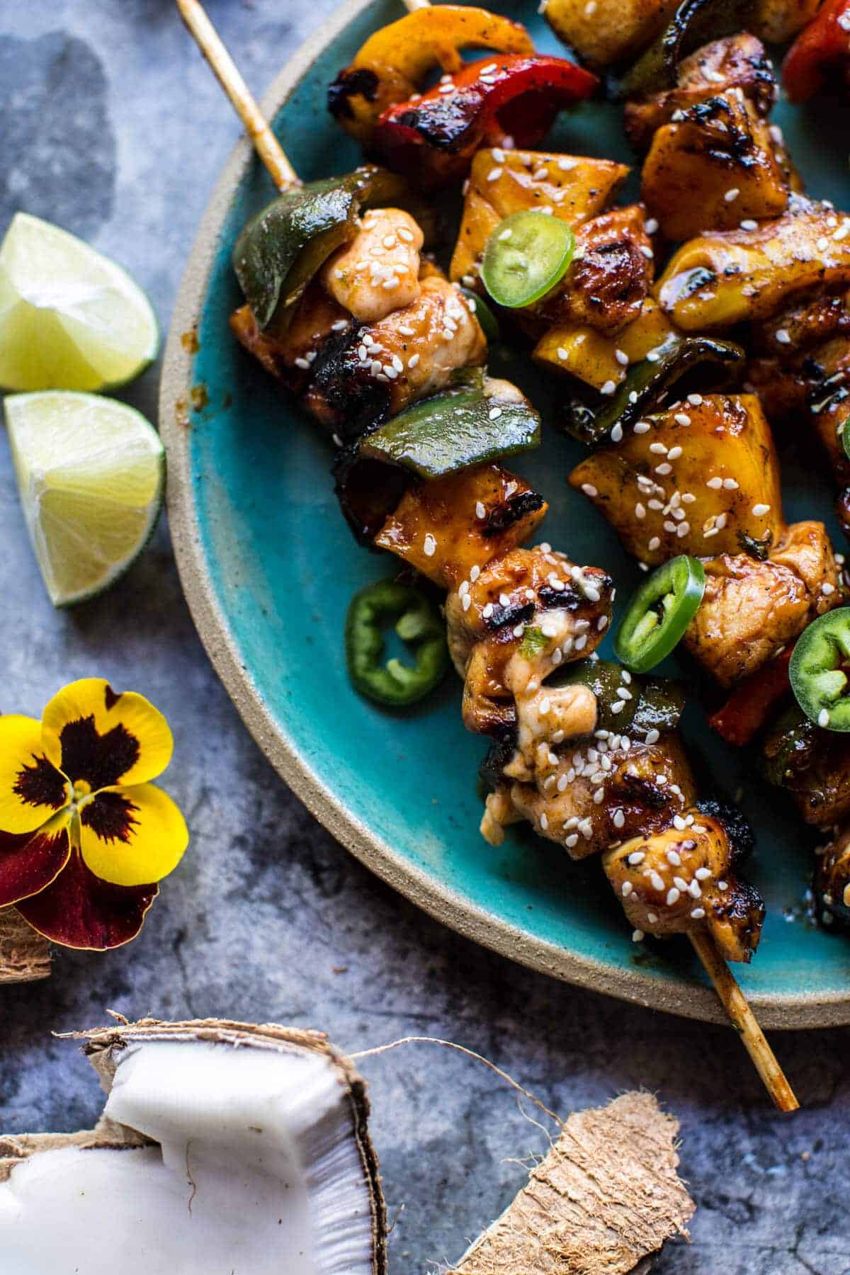 Hawaiian BBQ Skewers with Sriracha Lime Butter | halfbakedharvest.com @hbharvest