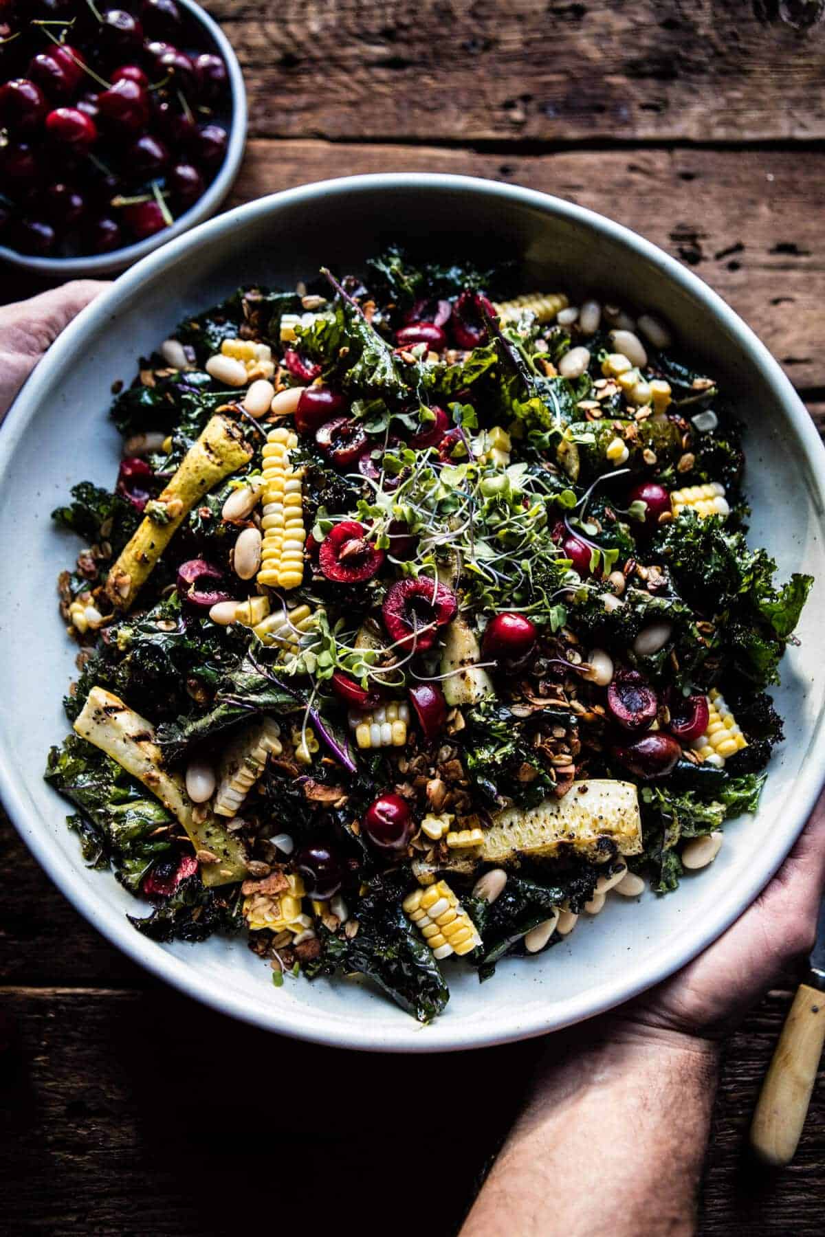 Sunflower Seed, Kale and Cherry Salad with Savory Granola | halfbakedharvest.com @hbharvest