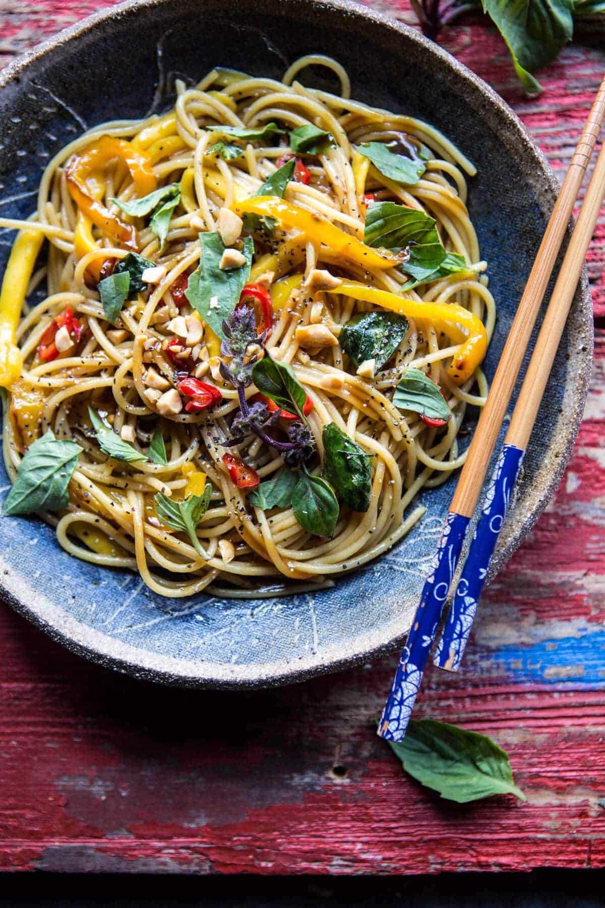 15 Minute Bangkok Peanut Mango Pasta | halfbakedharvest.com @hbharvest