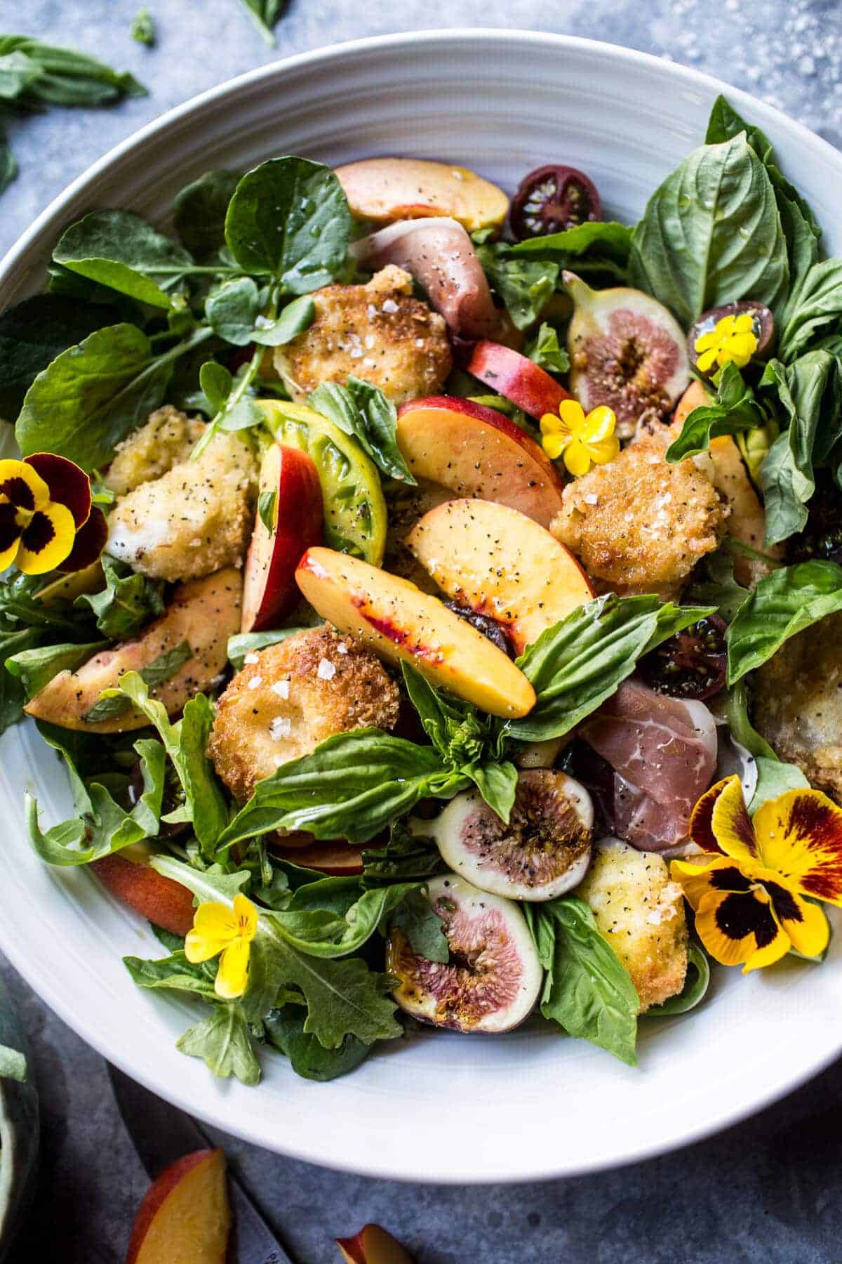 Nectarine and Fried Mozzarella Caprese Salad | halfbakedharvest.com @hbharvest