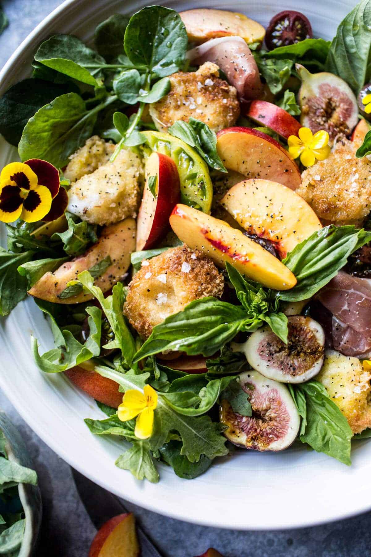 Nectarine and Fried Mozzarella Caprese Salad | halfbakedharvest.com @hbharvest