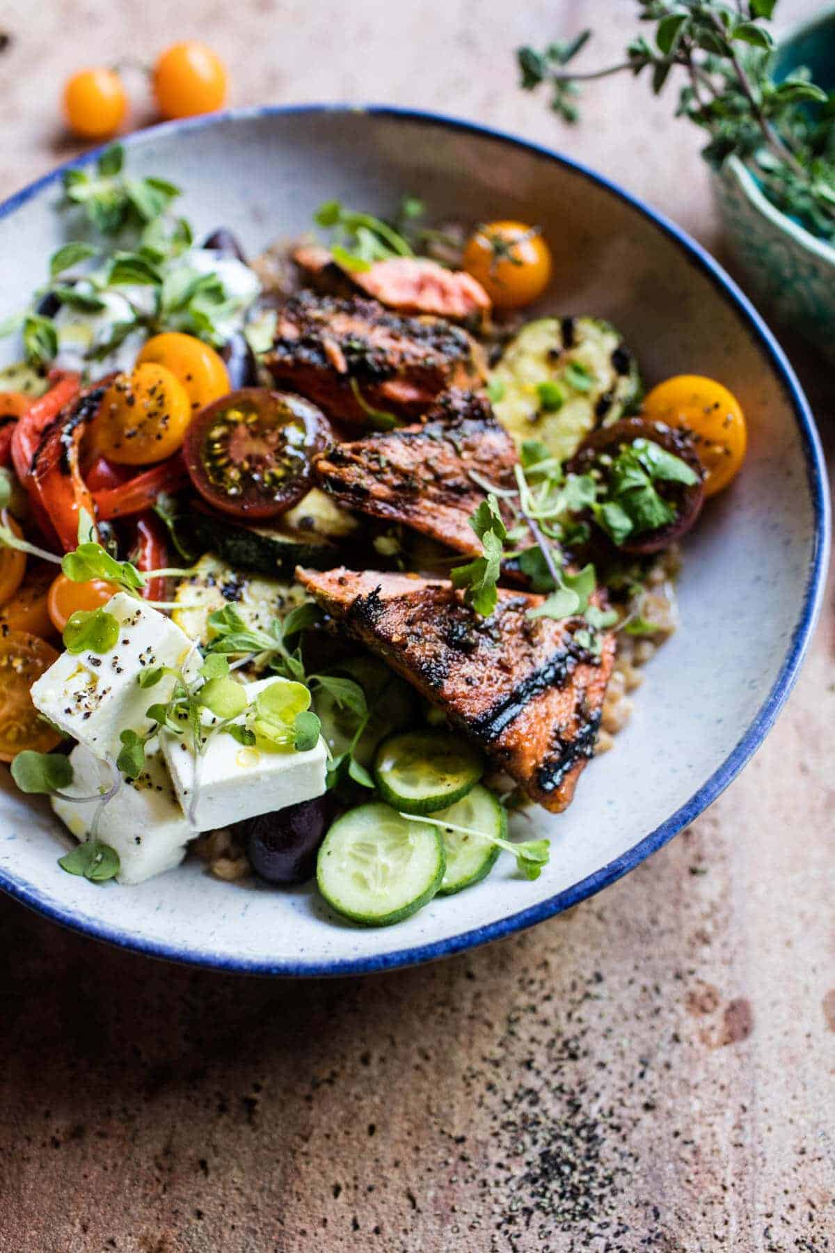 Salmon Souvlaki Bowls | halfbakedharvest.com @hbharvest