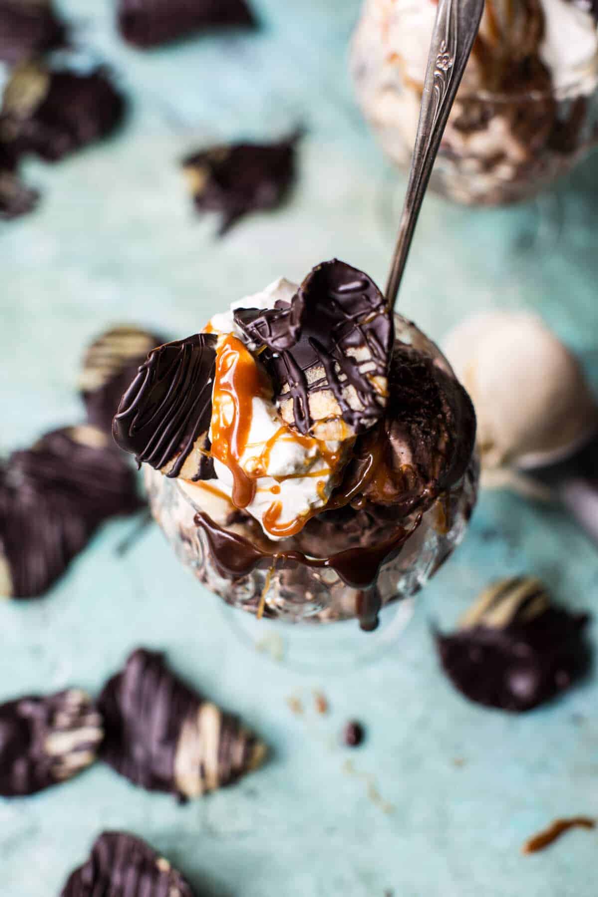 Salted Caramel Chocolate Covered Potato Chip Sundaes | halfbakedharvest.com @hbharvest