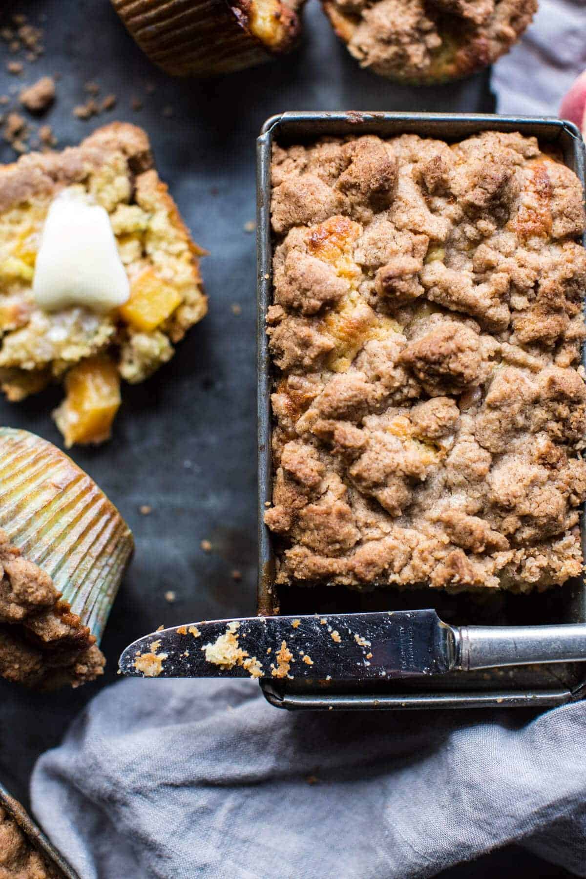 Zucchini Peach Streusel Muffins | halfbakedharvest.com @hbharvest