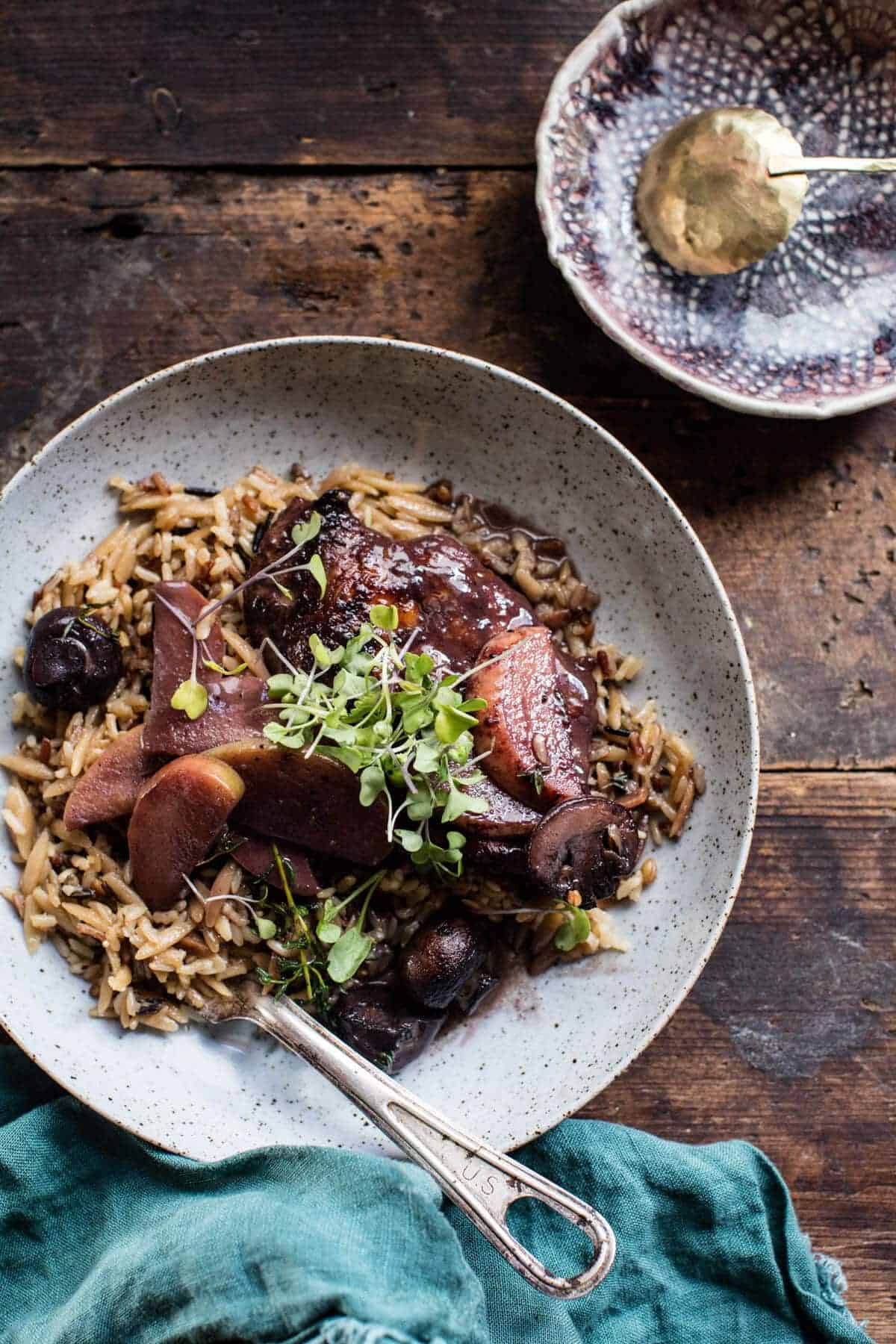 Apple Cider Chicken Marsala with Wild Rice Pilaf | halfbakedharvest.com @hbharvest